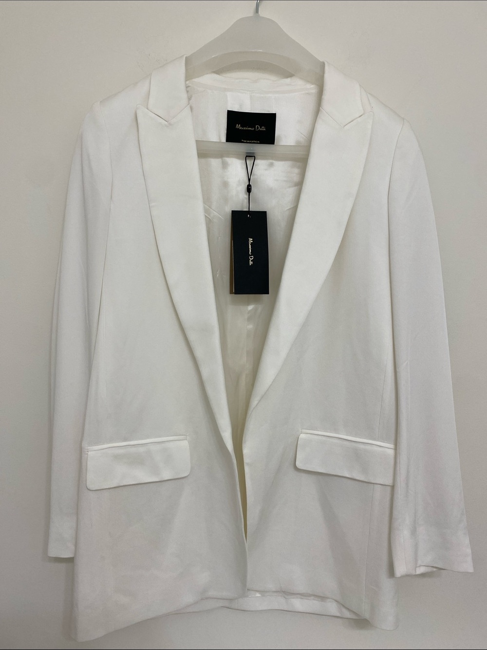 Massimo Dutti Open Front White Blazer Size 4